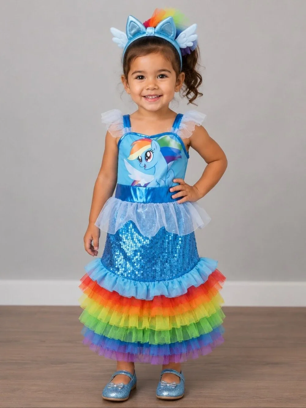 Rainbow Dash Kids Costume - Blue and Rainbow PONY MOVIE 3 Piece